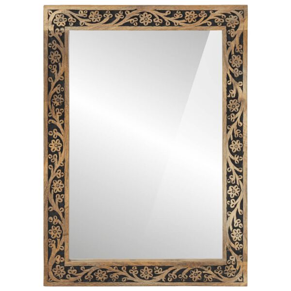 vidaXL Bathroom Mirror Brown Solid mango wood, Glass Medium