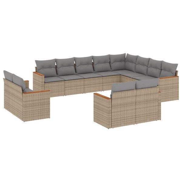 vidaXL Garden Sofa Set Mix Beige PE rattan 12 Piece Set Modular