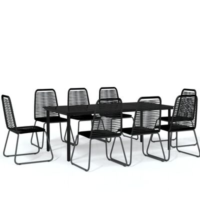 vidaXL 9 Piece Patio Dining Set Black