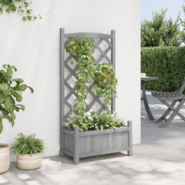 vidaXL Planter Grey Solid Fir Wood Medium Planters Planter