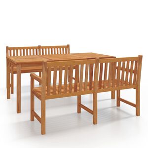 vidaXL Garden Dining Set Natural Teak Solid Teak Wood Large Durable