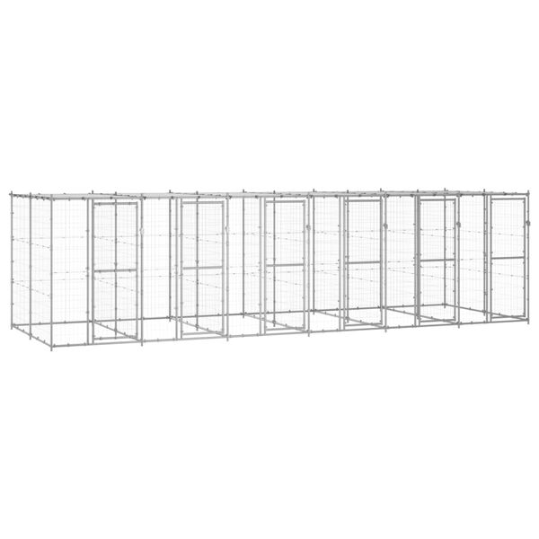 vidaXL Dog Kennel Silver Galvanized steel, PE 156.3 sq ft Durable