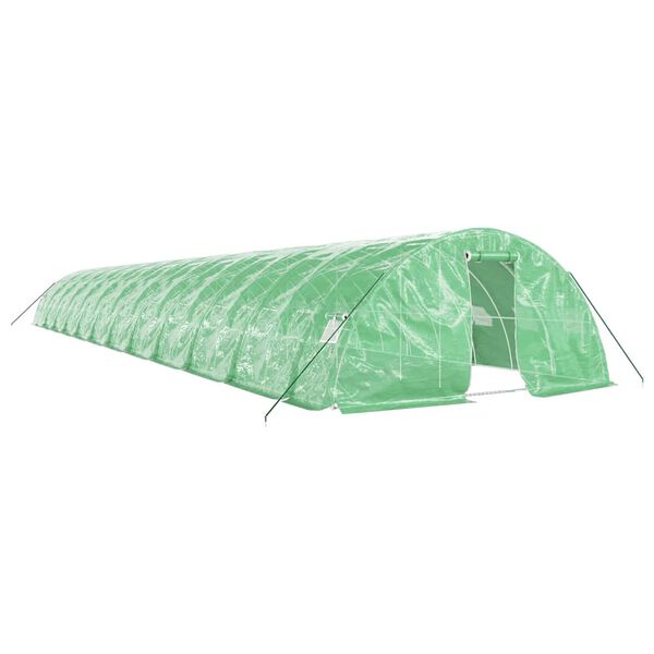 vidaXL Greenhouse Green Polyethylene, Galvanized Steel Large