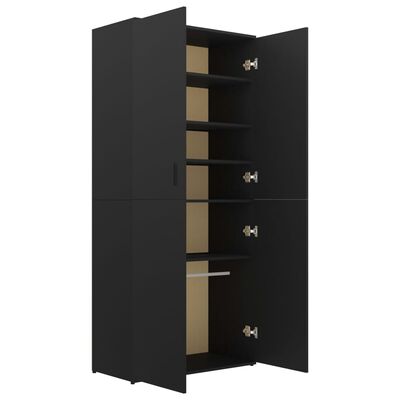 vidaXL Shoe Cabinet Black 31.5"x15.4"x70.1" Engineered Wood