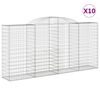 vidaXL Gabion Basket Set of 10 Silver Galvanized Iron Large