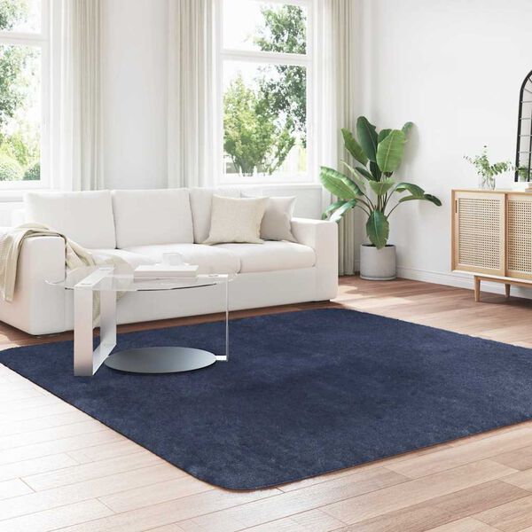 vidaXL Shaggy Rug Navy Polyester Large Foldable Area Rug Square