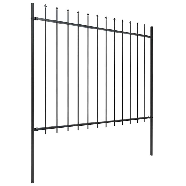 vidaXL Garden Fence with Spear Top Steel 351.3"x59.1" Black