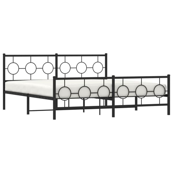 vidaXL Bed Frame Black Steel Super King Bed Frame Rectangular