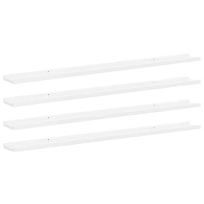 A set of white sliding shelf rails or tracks, multiple long narrow strips