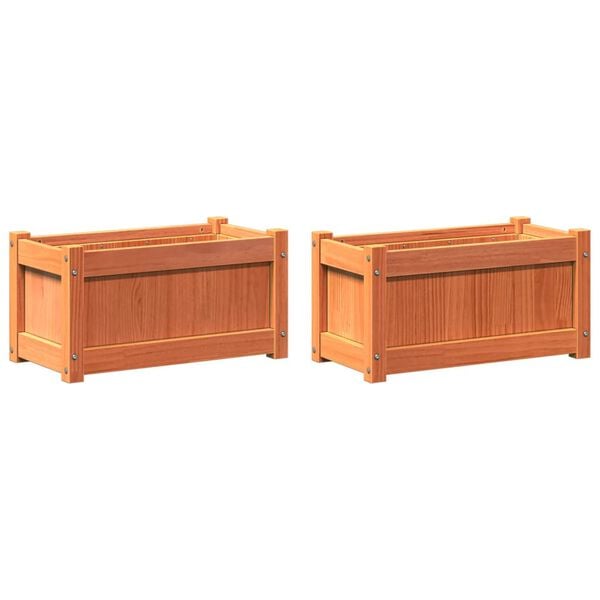 vidaXL Garden Planter Set of 2 Wax brown Solid pine wood