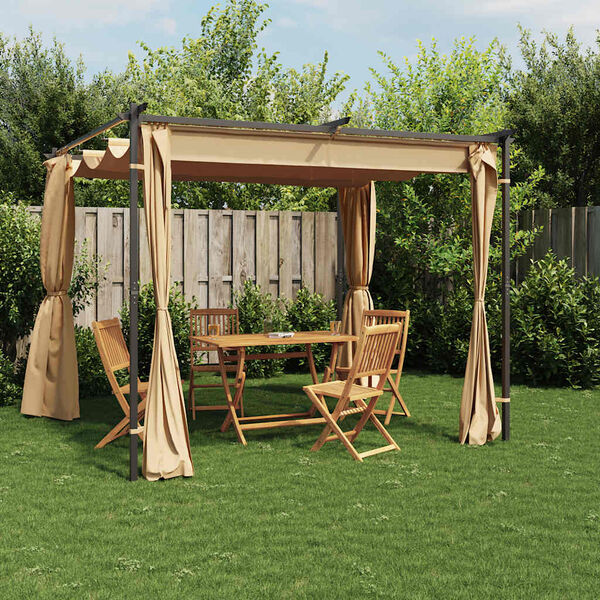 vidaXL Gazebo with Curtains 9.8x9.8' Taupe Steel