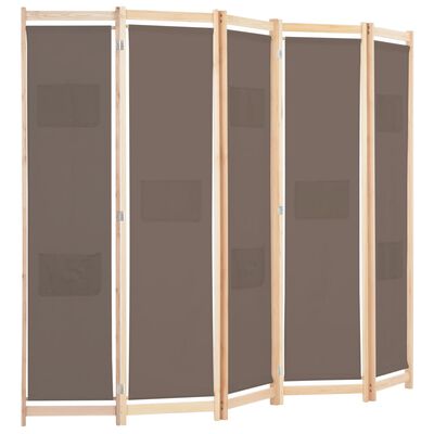 vidaXL 5-Panel Room Divider Brown 78.7"x66.9"x1.6" Fabric