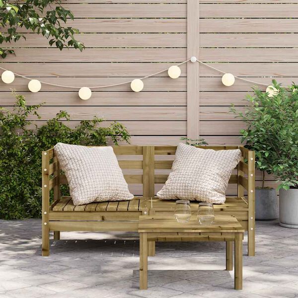 vidaXL Garden Sofa Set of 2 Natural Wood Treated pinewood Medium