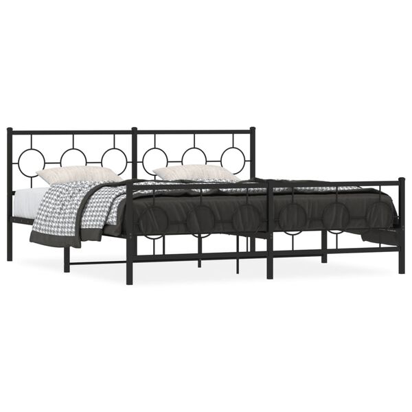 vidaXL Bed Frame Black Steel Full Industrial Bed Frame Rectangular