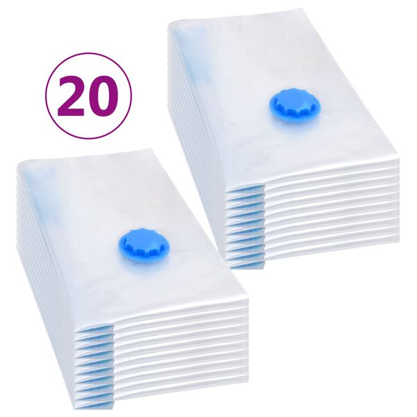 vidaXL Vacuum Travel Bag Set of 20 Transparent with blue touches Plastic