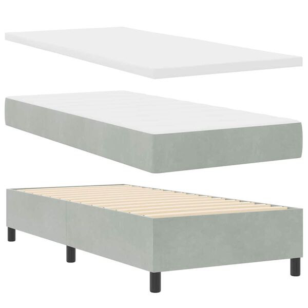 vidaXL Box Spring Bed with Mattress Light gray 31.5" x 78.7" Velvet