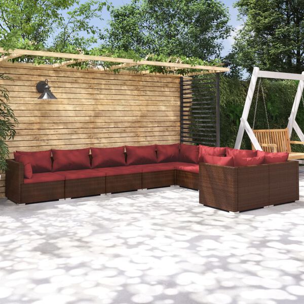 vidaXL Garden Lounge Set Brown and Cinnamon Red