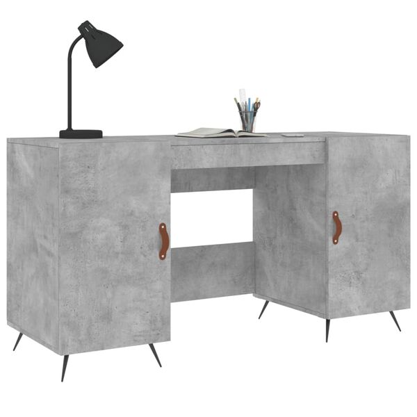 vidaXL Desk Concrete Grey Engineered wood, iron, faux leather Standard