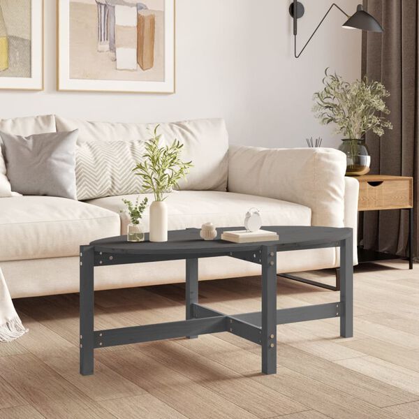vidaXL Coffee Table Grey Solid pine wood Standard Durable Coffee Table