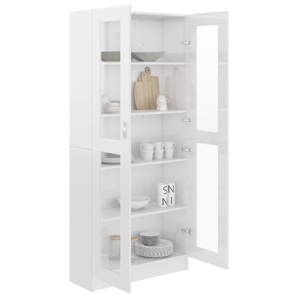 vidaXL Vitrine Cabinet High gloss white Engineered wood, glass Large