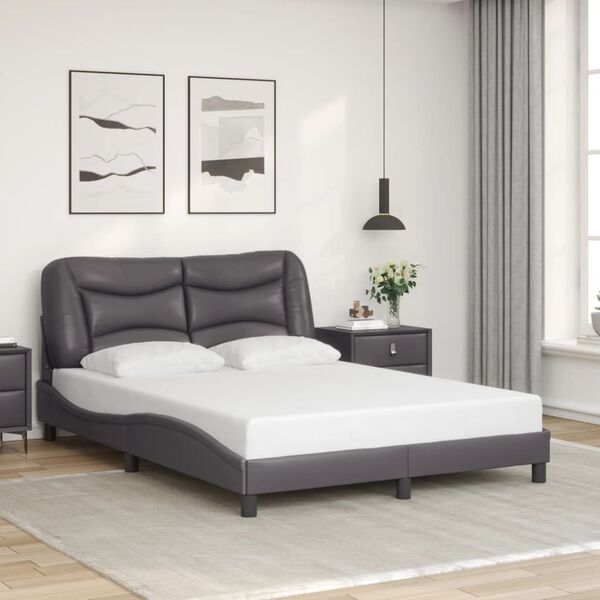vidaXL Bed Frame Grey Faux leather Double Bed Frame Rectangular