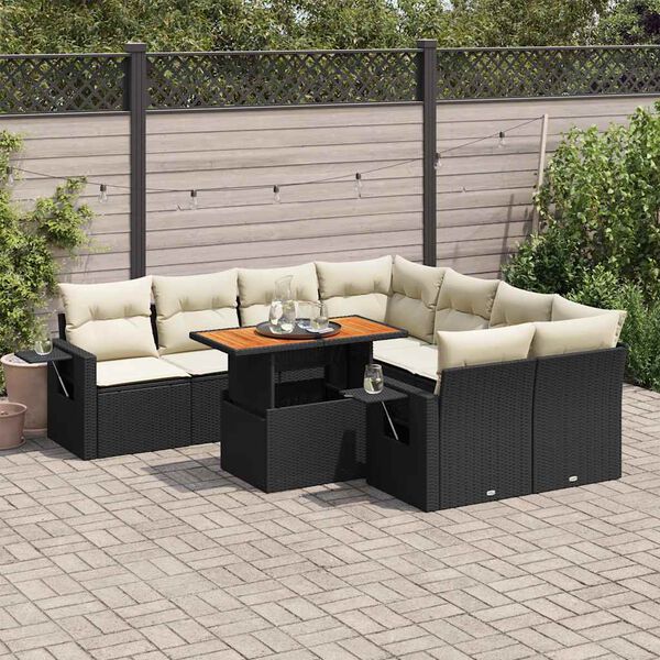 vidaXL Garden Sofa Set Black, Cream White