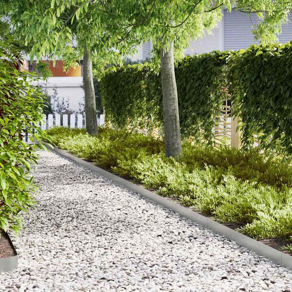 vidaXL Lawn Edgings 50 pcs Silver 39.4 x 0.2 x 5.9 in Galvanized steel