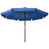 vidaXL Garden Parasol Azure Polyester, Laminated bamboo, Hardwood Large