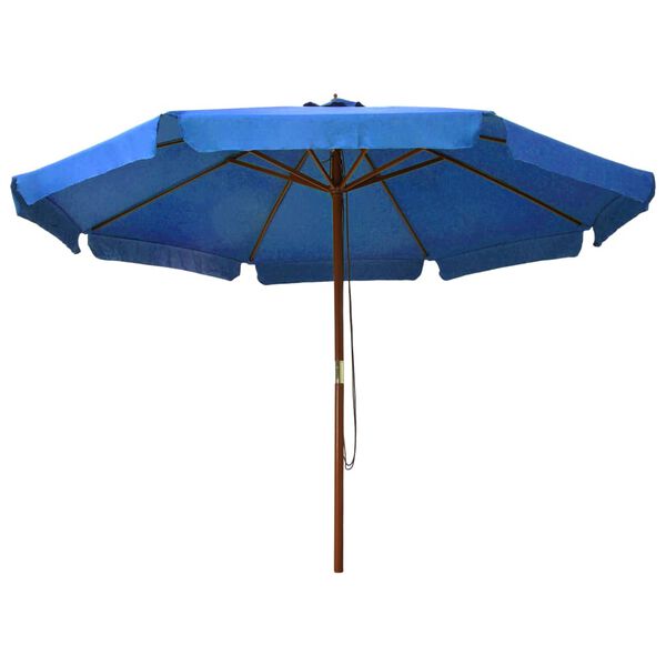 vidaXL Garden Parasol Azure Polyester, Laminated bamboo, Hardwood Large