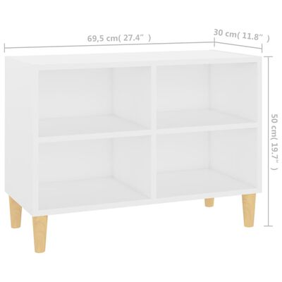 vidaXL TV Cabinet with Solid Wood Legs White 27.4"x11.8"x19.7"