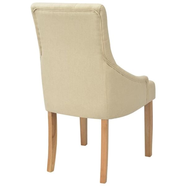 vidaXL Dining Chair Set of 6 Cream Polyester fabric and oak wood