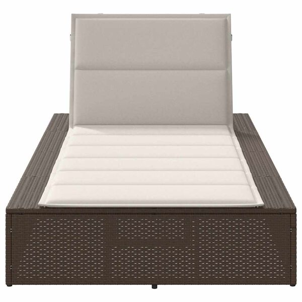 vidaXL Sunbed with Floating Cushion Brown Poly Rattan