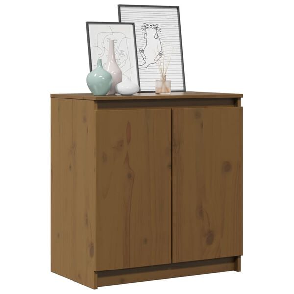 vidaXL Side Cabinet Honey Brown Solid Pinewood Compact Side Cabinet