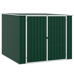 vidaXL Garden Shed Green Galvanized Steel Medium Garden Shed