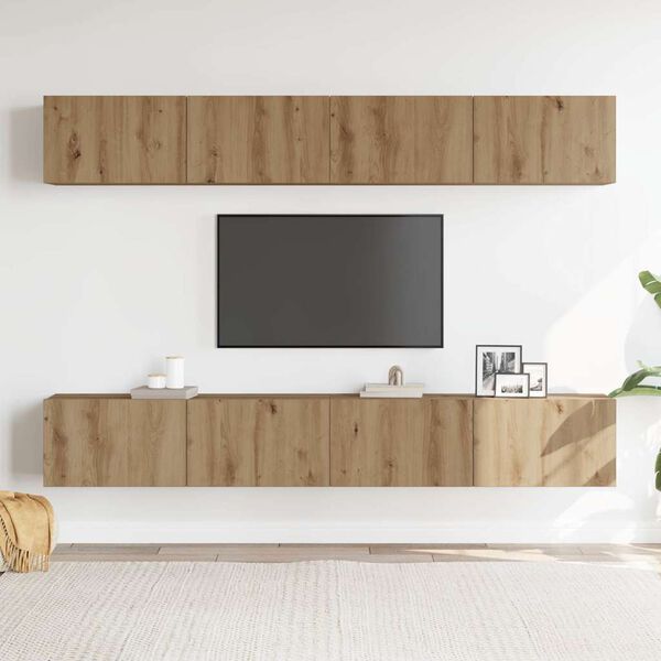 vidaXL TV Cabinet Set of 4 Artisan Oak Engineered Wood