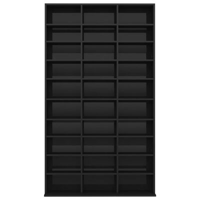 vidaXL CD Cabinet High Gloss Black 40.2"x6.3"x69.9" Engineered Wood