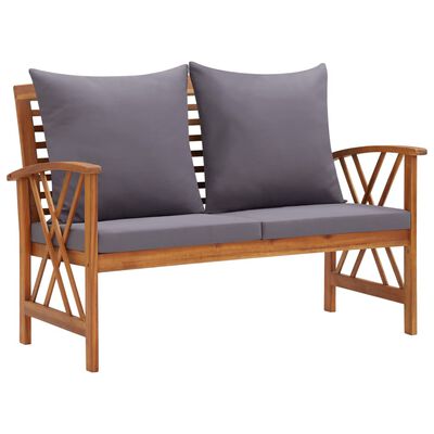 vidaXL Patio Bench with Cushions 46.9" Solid Acacia Wood