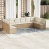 vidaXL Garden Sofa Set Beige PE Rattan, Powder-Coated Steel, Polyester