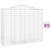 vidaXL Gabion Basket Set of 5 Silver Galvanized Iron