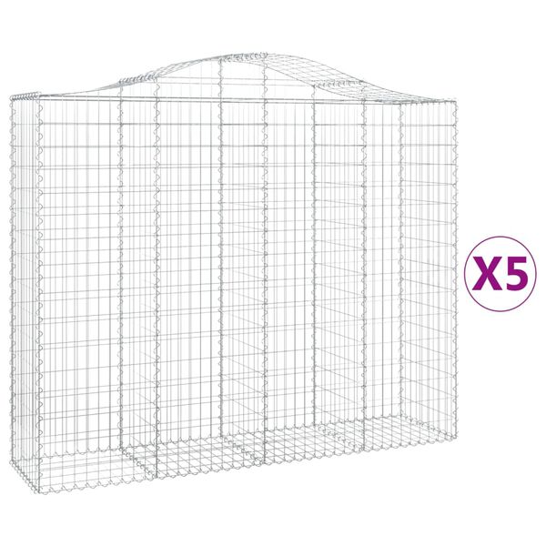 vidaXL Gabion Basket Set of 5 Silver Galvanized Iron