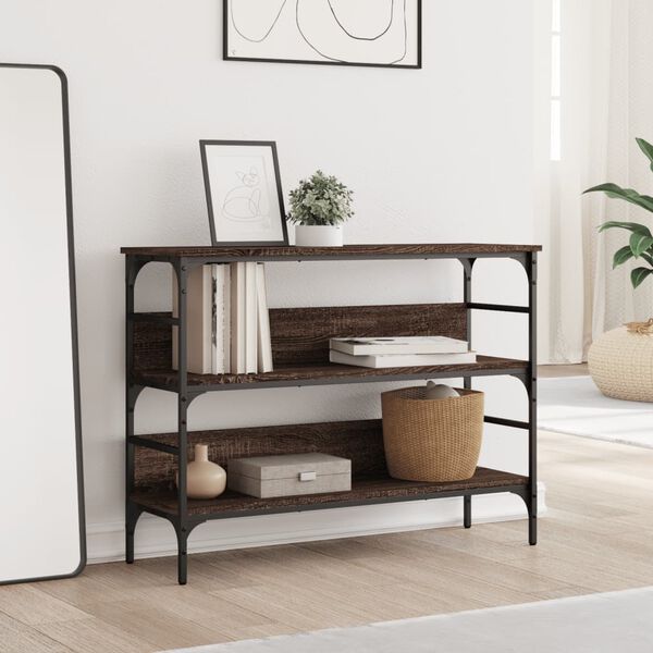 vidaXL Console Table Brown Oak Engineered Wood, Metal