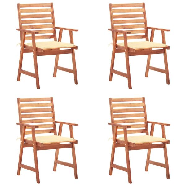 vidaXL Outdoor Chair Set of 4 Brown Solid Acacia wood Standard Durable
