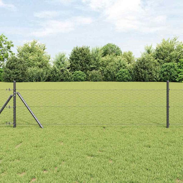 vidaXL Hexagon Fence Gray 0.5 x 50 m Steel