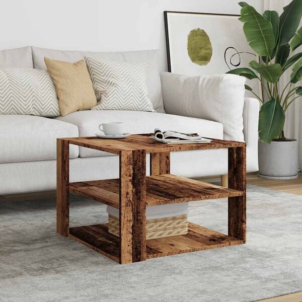 vidaXL Coffee Table Old wood Engineered wood 22.8 x 22.8 x 15.7 in