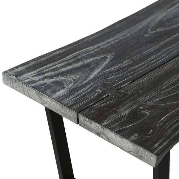 vidaXL Coffee Table Grey Solid Mindi Wood, Powder-Coated Steel