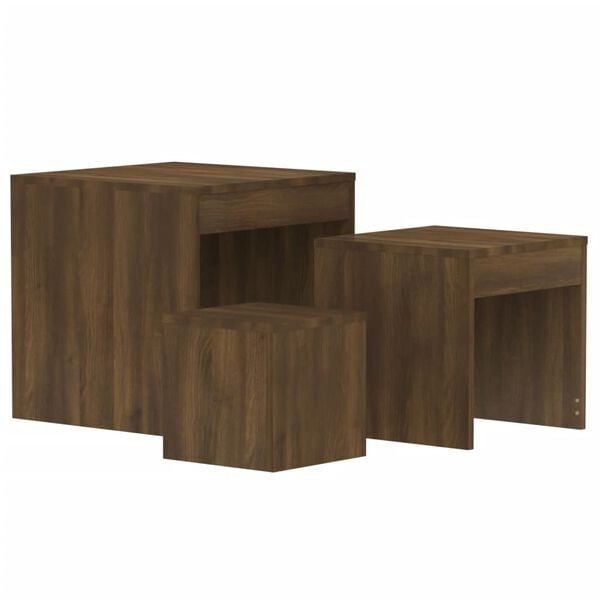 vidaXL Nesting Table Set of 3 Brown oak Engineered wood