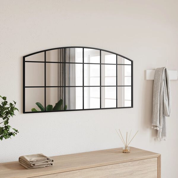 vidaXL Wall Mirror Black Glass 39.4 x 19.7 in Mirror Wall Mirror