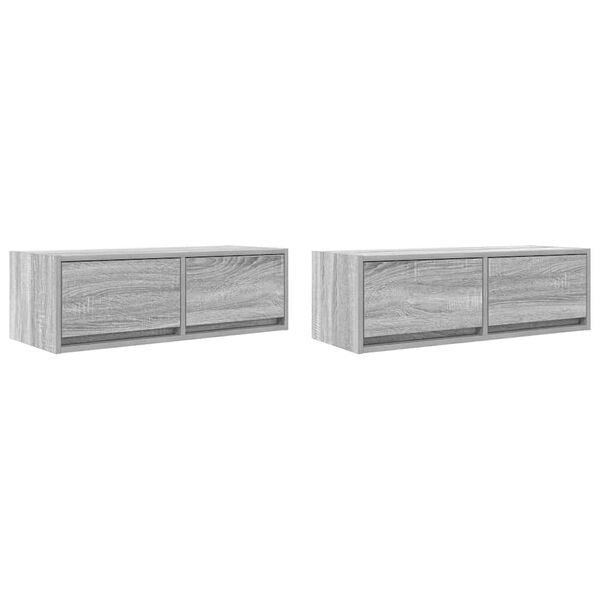 vidaXL TV Cabinet Set of 2 Grey Sonoma Engineered Wood Medium