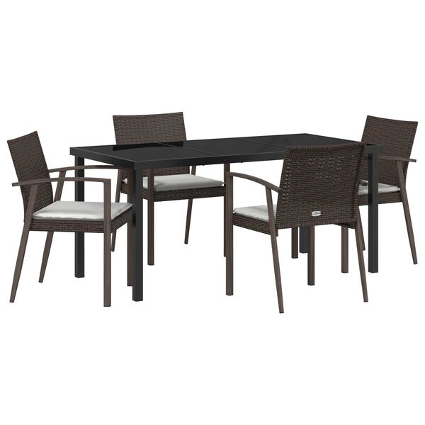vidaXL Garden Dining Set 5 pcs Brown Poly rattan