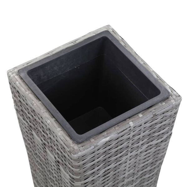 vidaXL Garden Raised Bed 11.8"x11.8"x31.5" Poly Rattan Gray